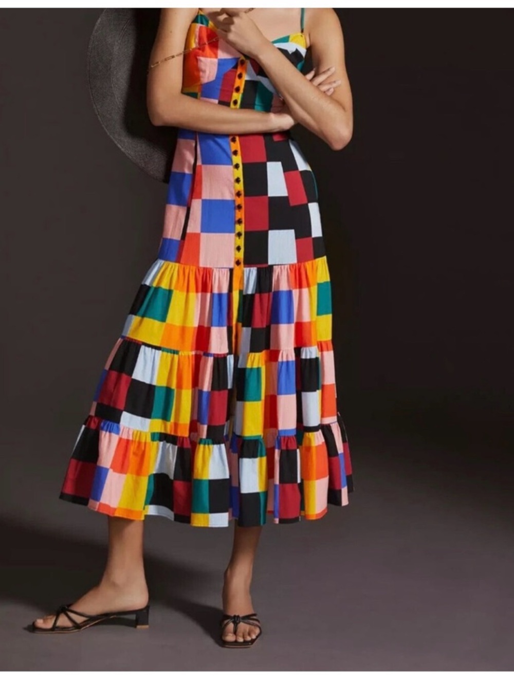Anthropologie Multicolor Patchwork Button-Front Sundress Plenty by Tracy Reese
